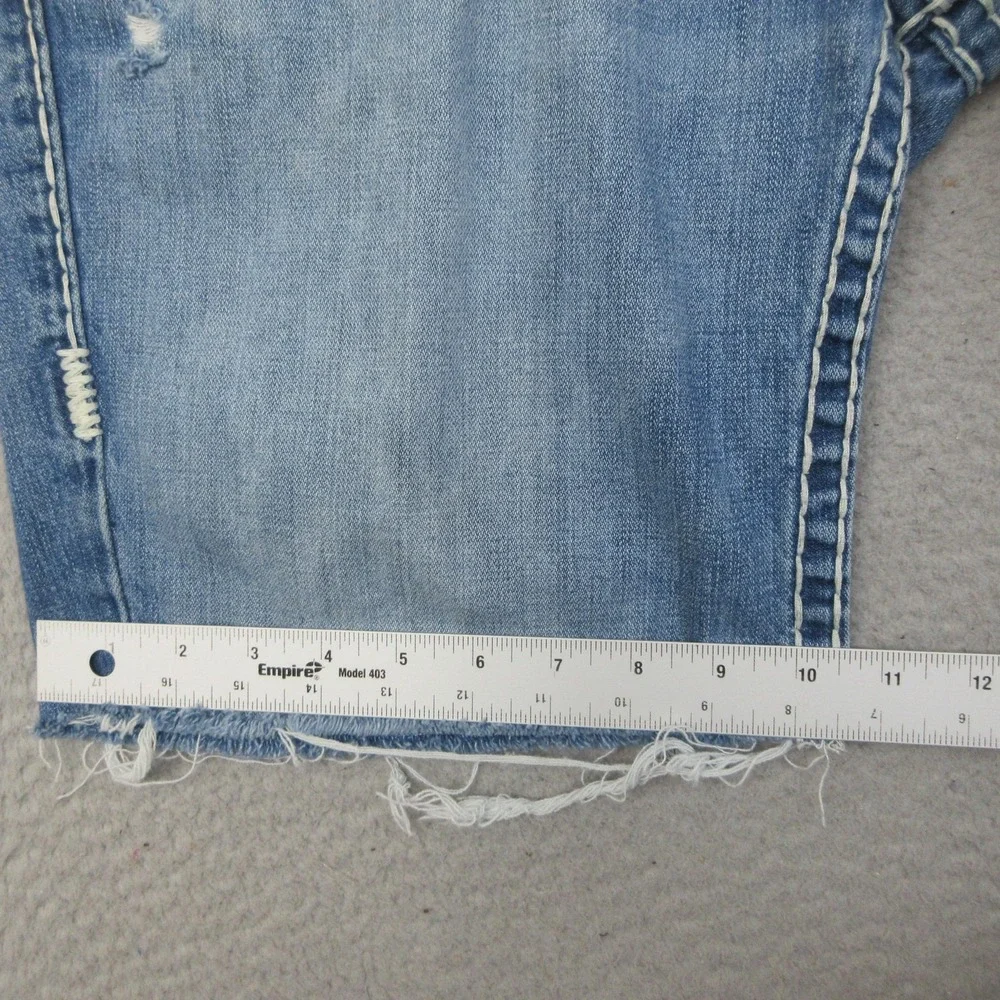 True Religion Joey Super T Jean Shorts Mens 36 Blue Light Wash Distressed USA